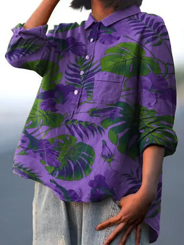 Isaline | Women’s Tropical Leaf Print Casual Shirt CULT ÉIRE