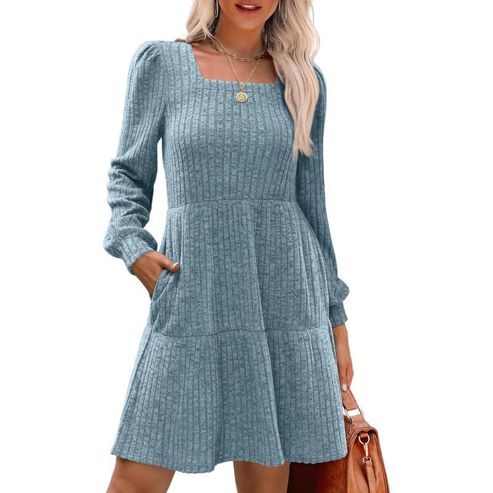 ELIZA™ - Cozy Square Neck Long Sleeve Babydoll Sweater Dress CULTÉIRE DUBLIN
