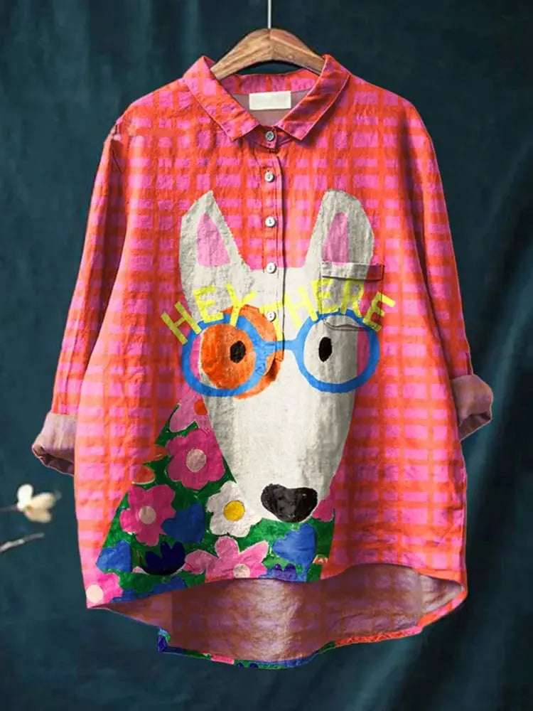 Manon | Women’s Artistic Dog Print Casual Shirt CULT ÉIRE