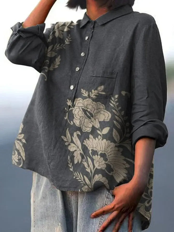 Vivienne | Women’s Vintage Floral Pattern Casual Shirt CULT ÉIRE
