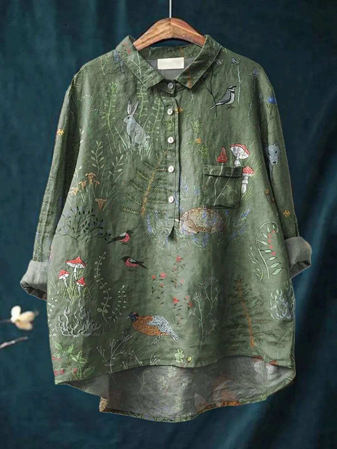 Averill | Woodland And Animals Repeat Pattern Printed Women's Casual Shirt CULT ÉIRE