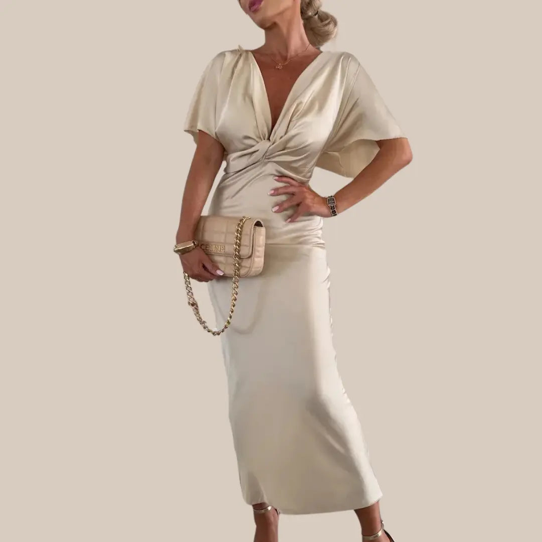 MERNES™ | Twist Front Satin Midi Dress CULT ÉIRE