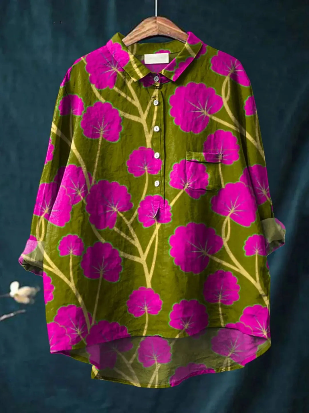 Lauren | Women's Vintage Flower Art Print Casual  Shirt CULT ÉIRE