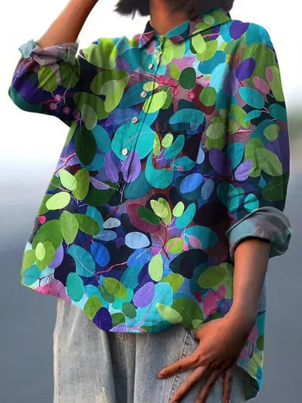 Adriana | Summer Forest Art Printed Women's Casual  Shirt CULT ÉIRE