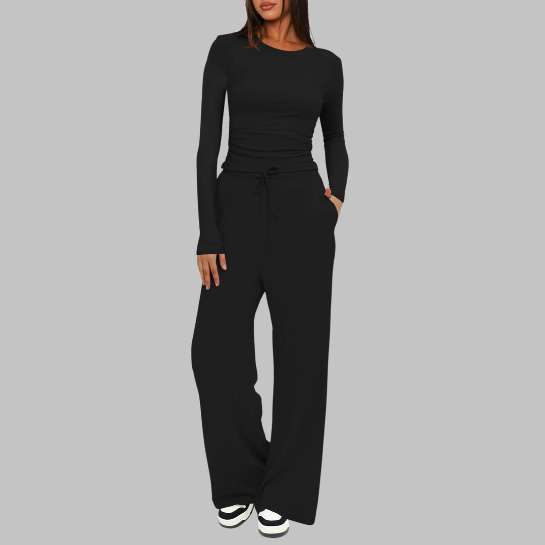 JANNY™ - Casual Long Sleeve Top and Wide Leg Pants Set CULT ÉIRE