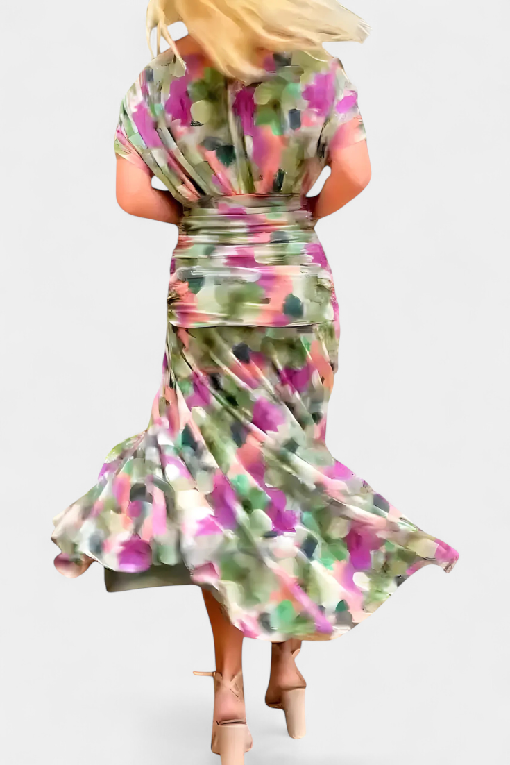 FLORENDA™ | Long Floral V Neck Dress CULTÉIRE DUBLIN