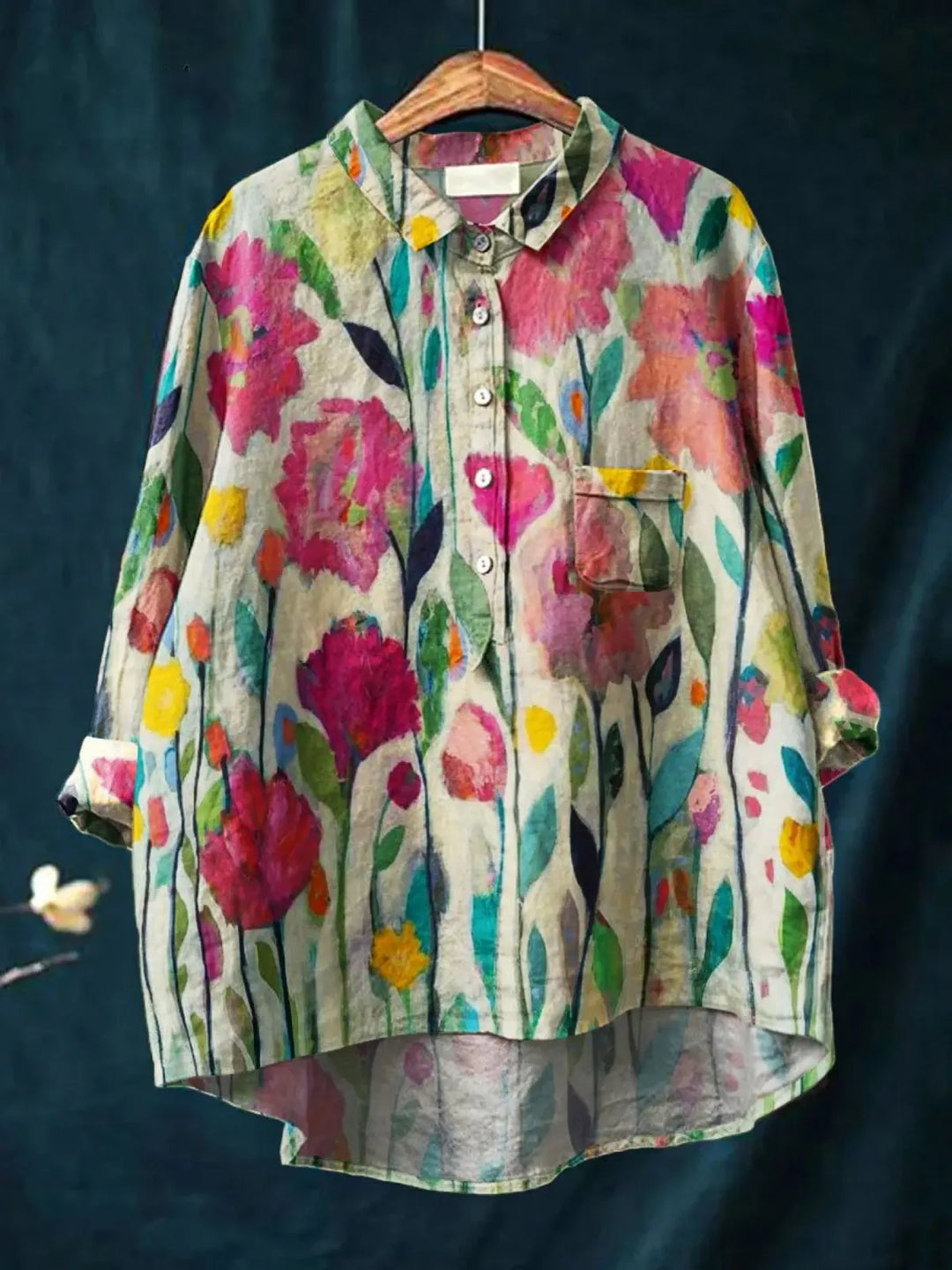 Lindsey | Women's Vintage Flower Art Print Casual  Shirt CULT ÉIRE