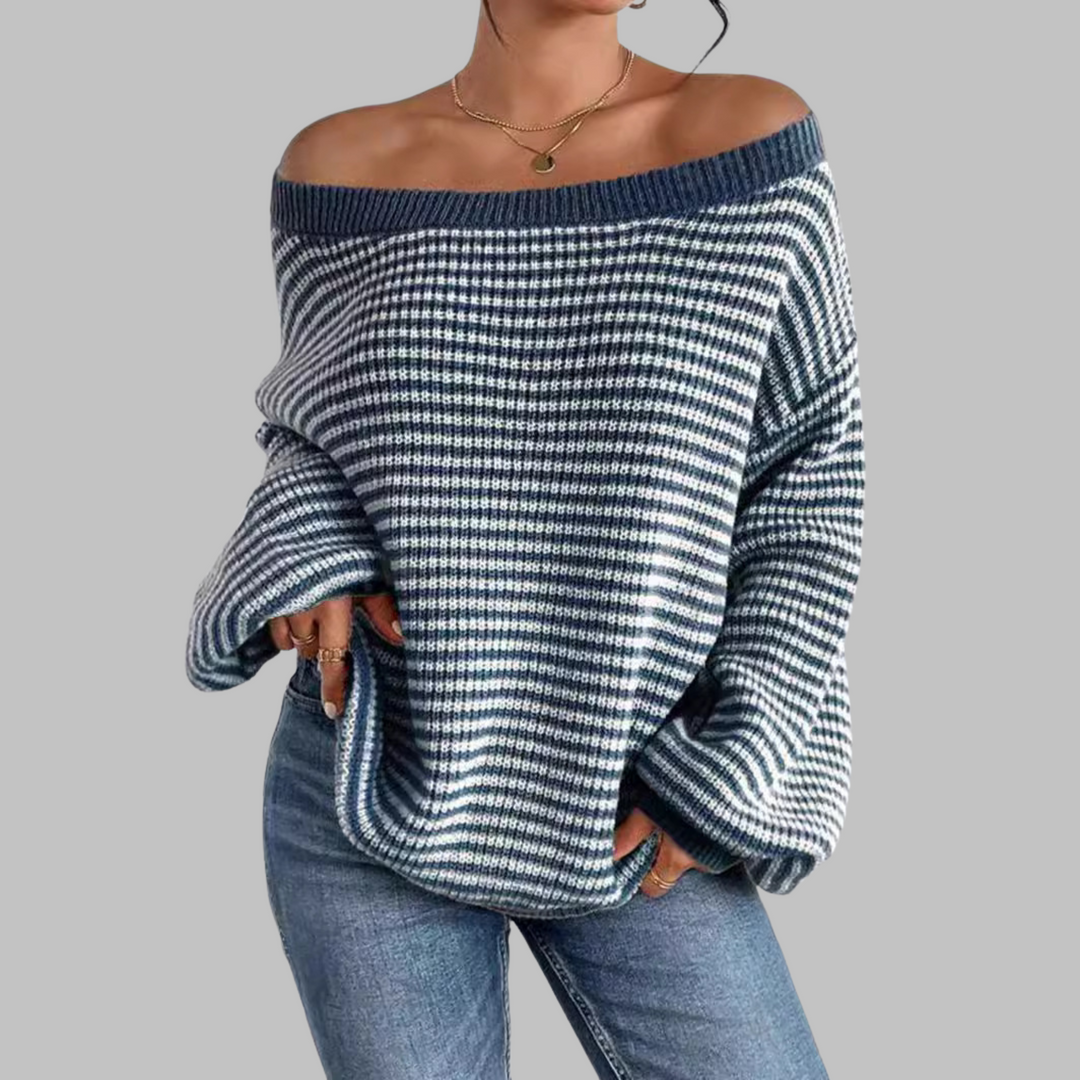 SURI™ - Casual Striped Drop Shoulder Long Sleeve Sweater CULTÉIRE DUBLIN