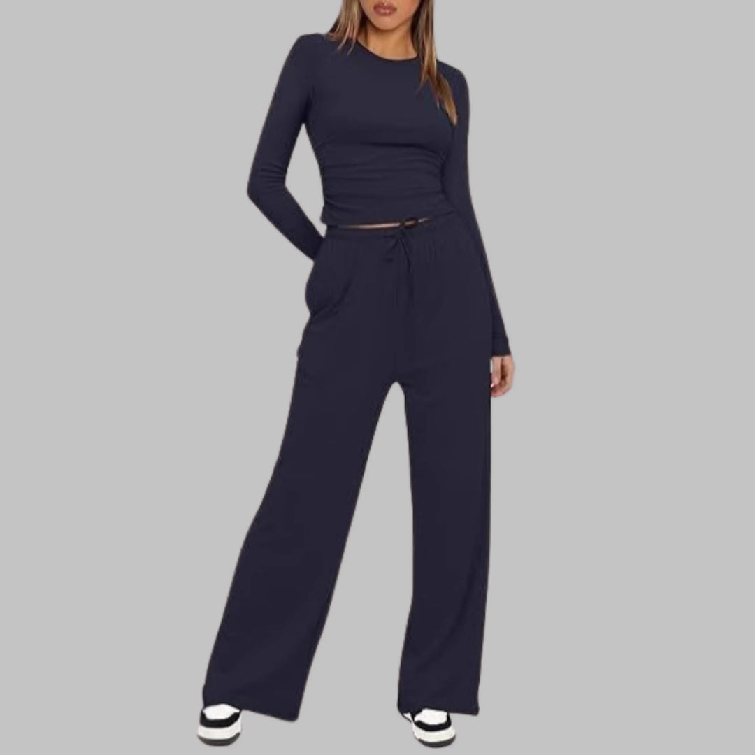 BELLE™ - Casual Long Sleeve Top and Wide Leg Pants Set CULT ÉIRE