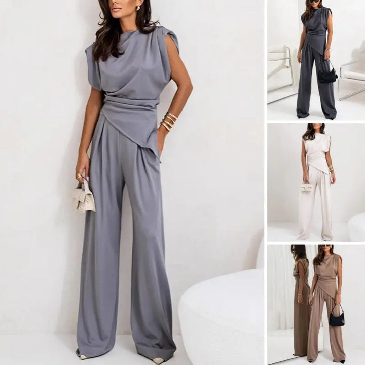 Sienna | Draped Top and Wide-Leg Trousers Two Piece Set CULT ÉIRE