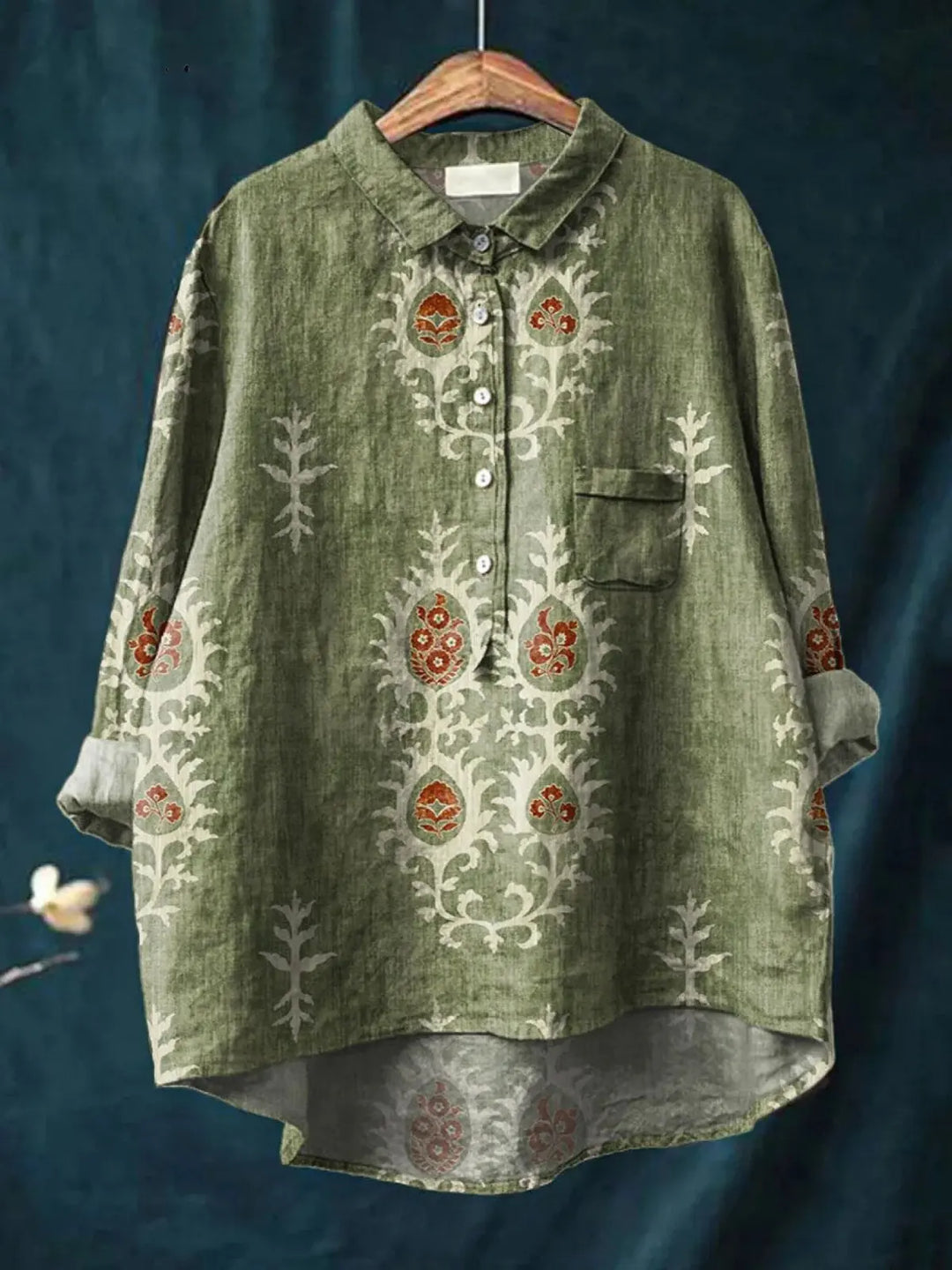 Nina | Women's Vintage Ethnic Floral Art Print Casual  Shirt CULT ÉIRE