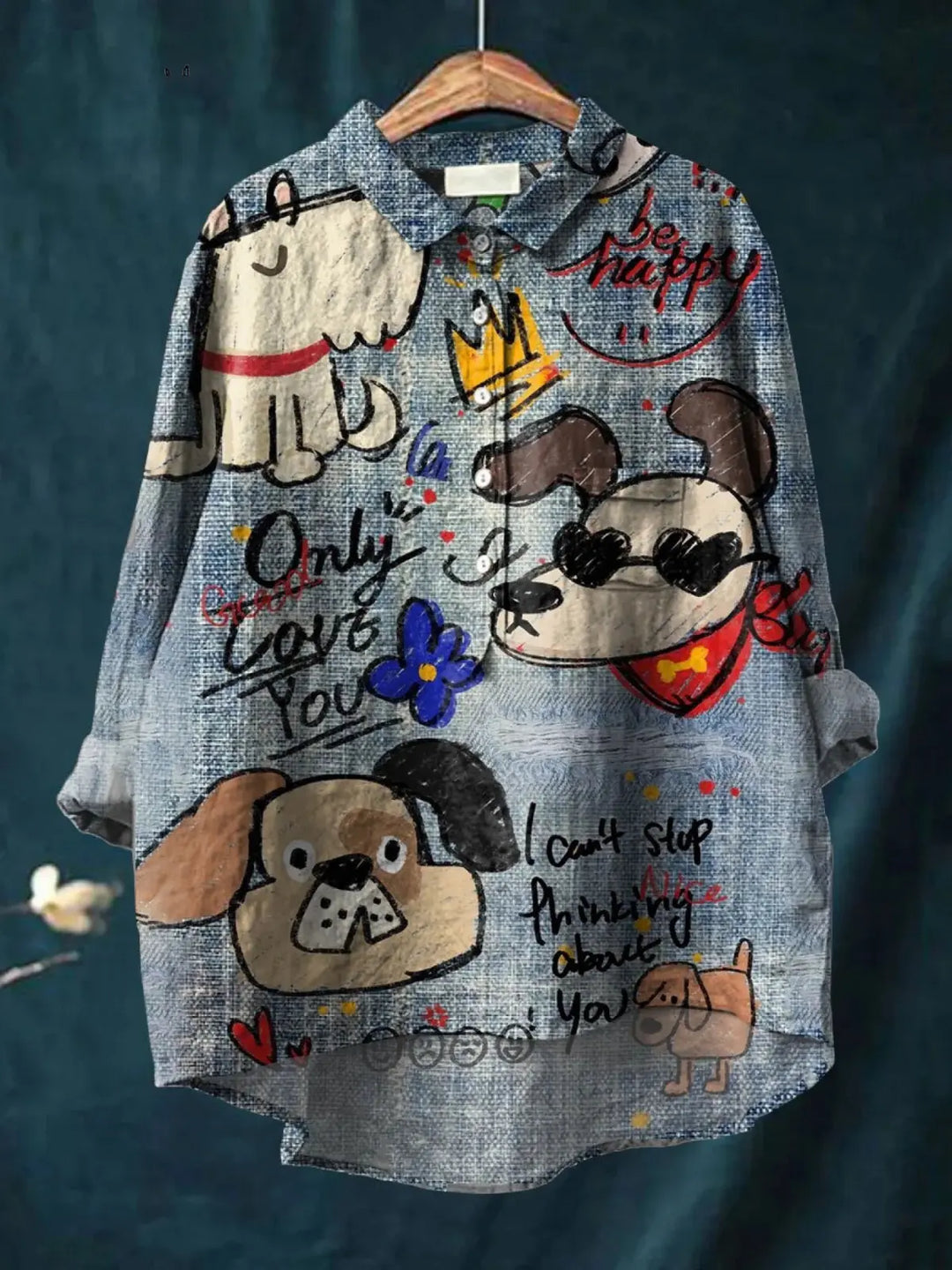 Kendra | Cute Dog Art Print Casual  Shirt CULT ÉIRE