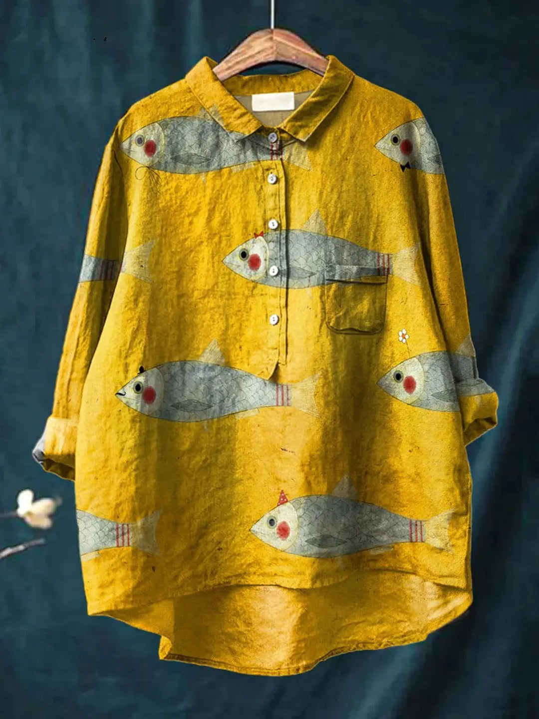 Felicity | Women's Vintage Fish Art Print Casual  Shirt CULT ÉIRE