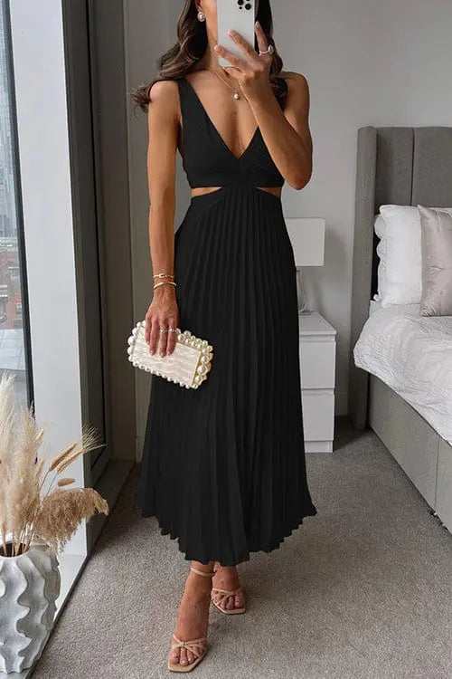 SANNE™ | Elegant Pleated Midi Dress CULT ÉIRE