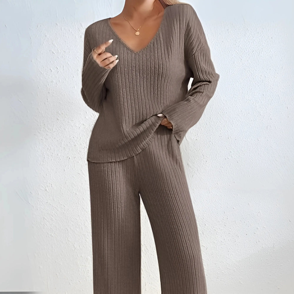 MADEL™ - Comfy Drop Shoulder Long Sleeve Top and Pants Set CULT ÉIRE