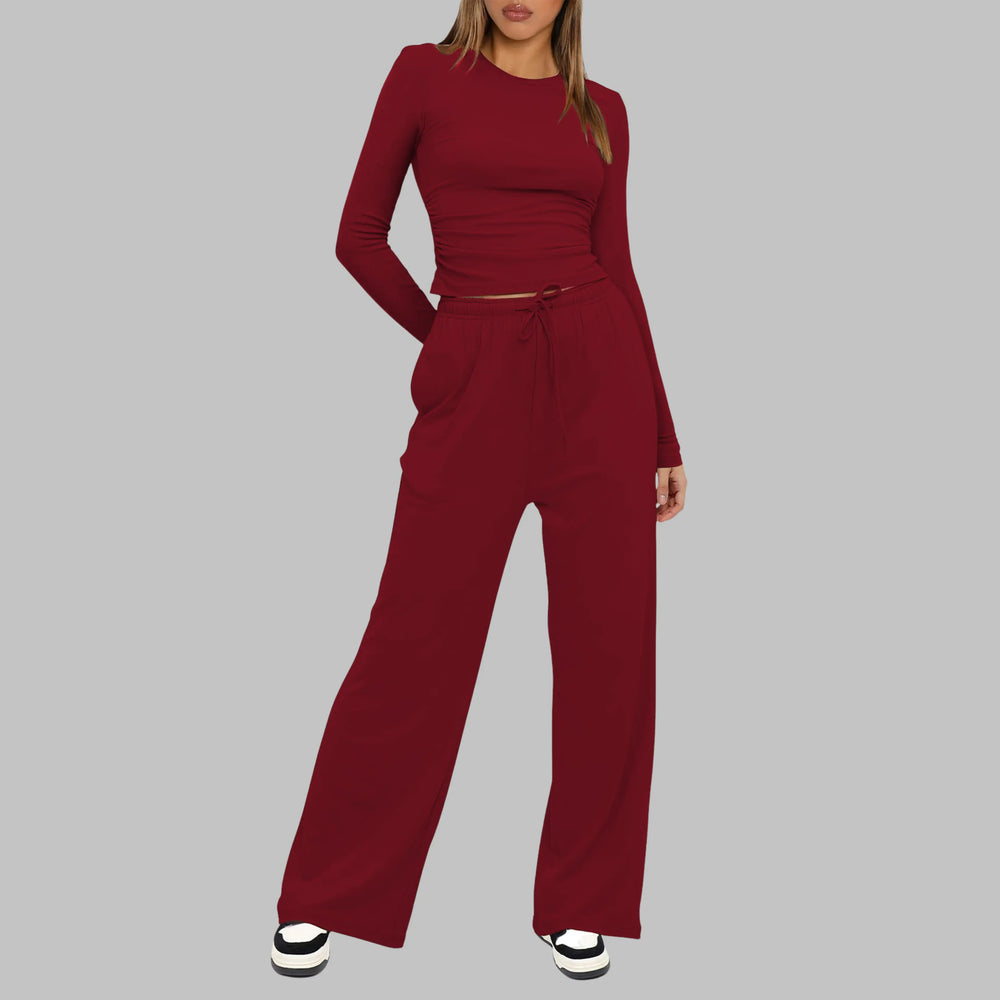 JANNY™ - Casual Long Sleeve Top and Wide Leg Pants Set CULT ÉIRE