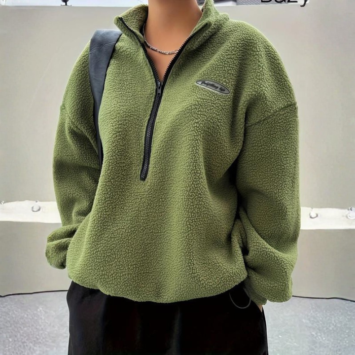 AVALANNA™ - Comfy Fuzzy Half Zip Long Sleeve Sweatshirt CULTÉIRE DUBLIN