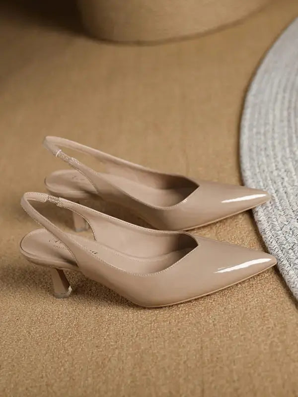 AMIRA™ - Women’s PU Leather Slingback Heels Simple Solid Color Pointed Toe Pumps CULT ÉIRE