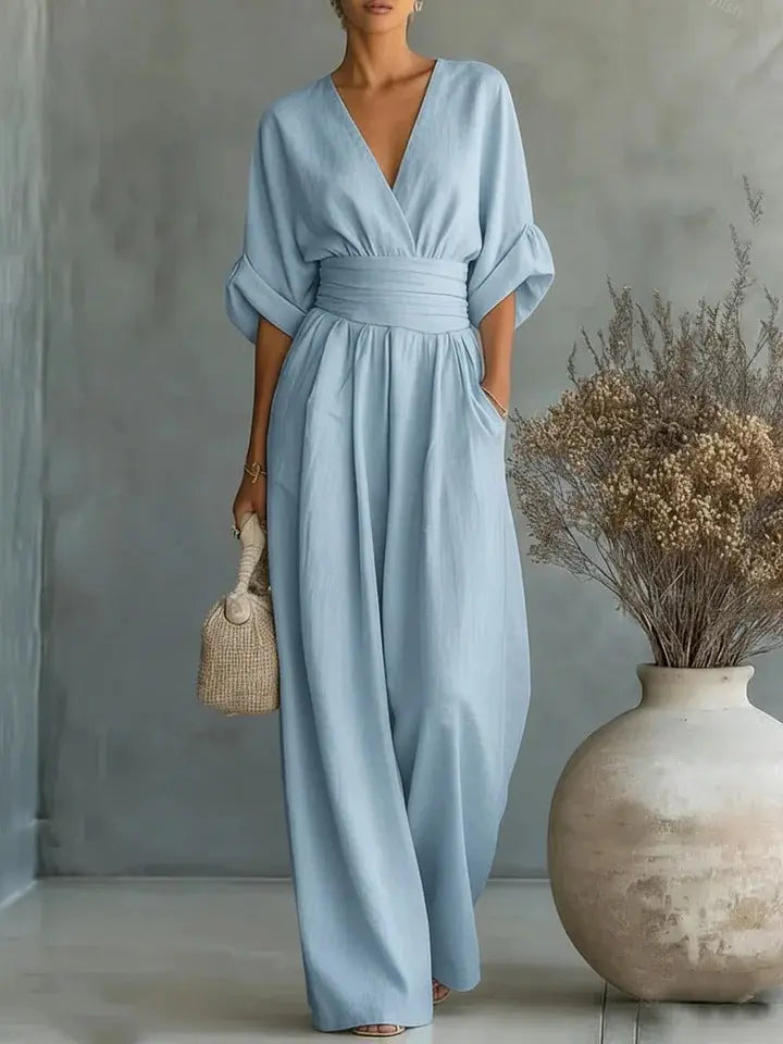 Slimelle | V Neck Wide Leg Jumpsuit CULT ÉIRE