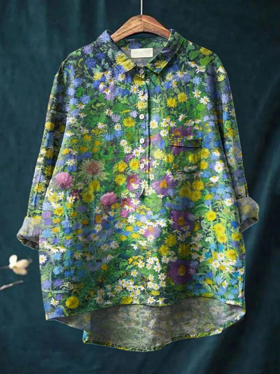 Emery | Women's Vintage Floral Art Print Casual  Shirt CULT ÉIRE