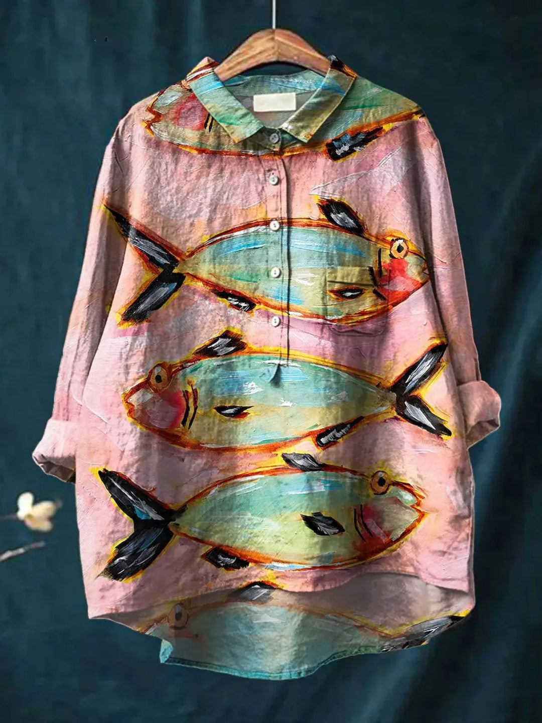 Blythe | Women's Vintage Fish Art Print Casual  Shirt CULT ÉIRE