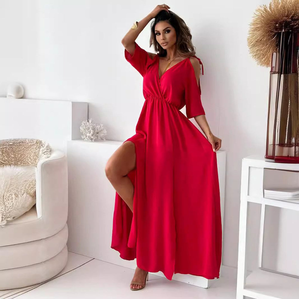ZAFIRA | V-Neck Dress with Side Slit CULTÉIRE DUBLIN
