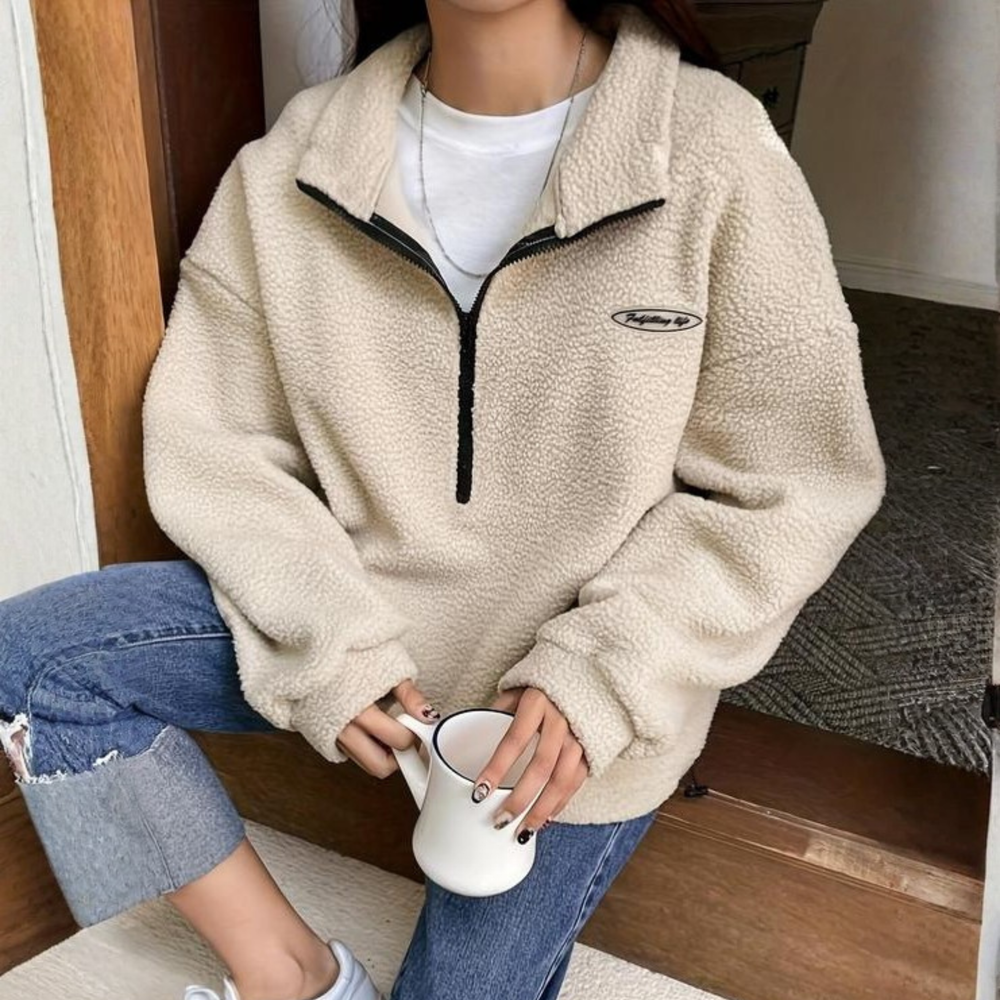 AVALANNA™ - Comfy Fuzzy Half Zip Long Sleeve Sweatshirt CULTÉIRE DUBLIN