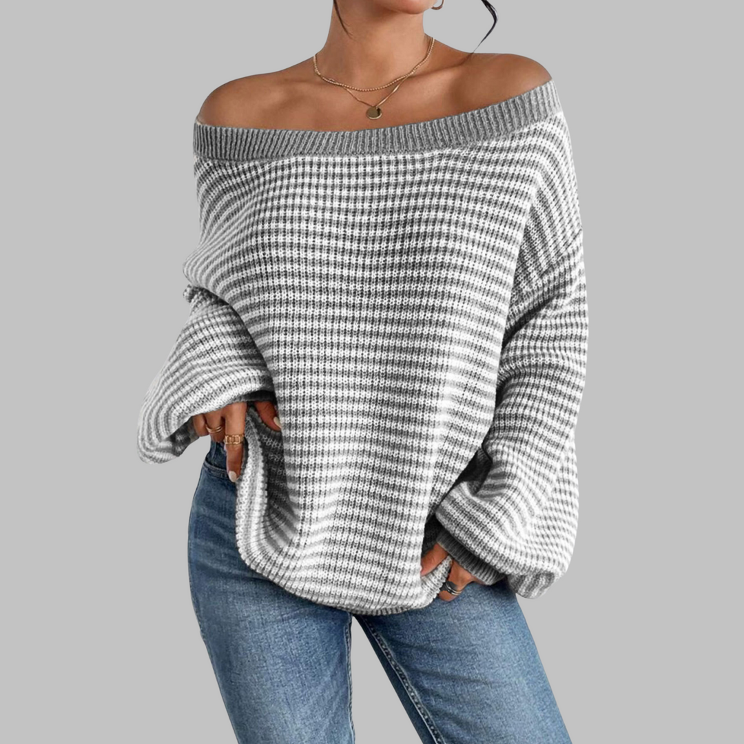POSHIKO™ - Casual Striped Drop Shoulder Long Sleeve Sweater CULTÉIRE DUBLIN