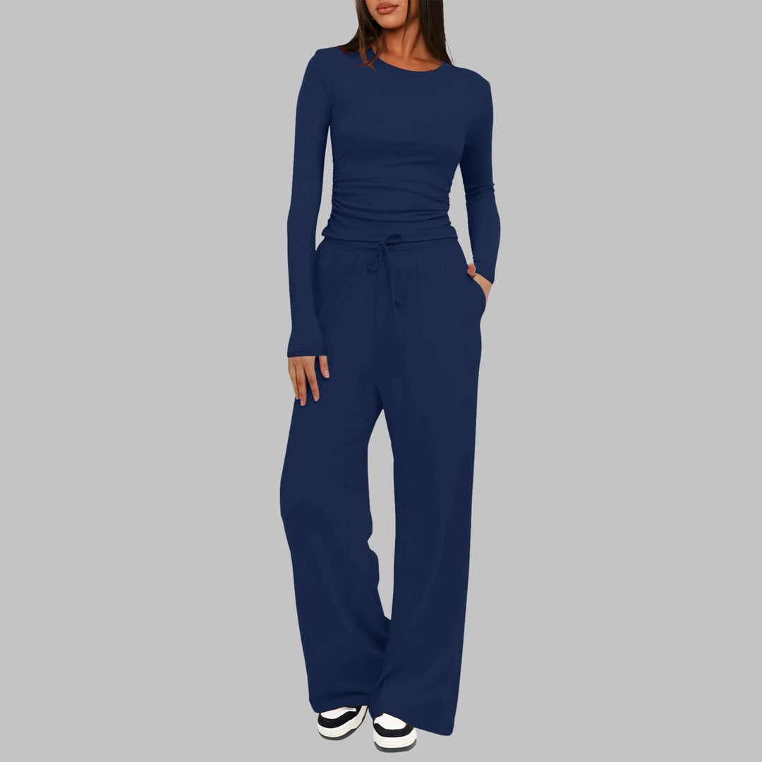 JANNY™ - Casual Long Sleeve Top and Wide Leg Pants Set CULT ÉIRE
