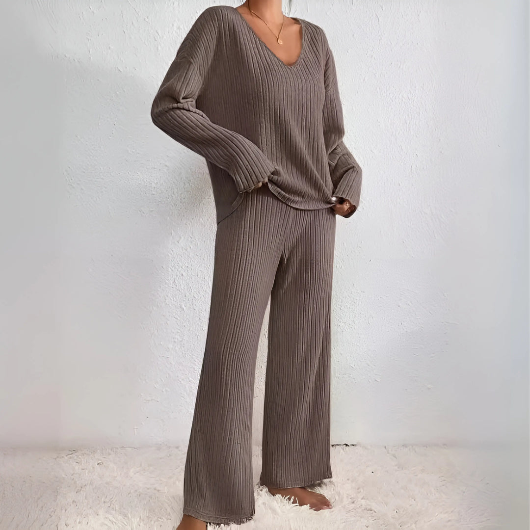 MADEL™ - Comfy Drop Shoulder Long Sleeve Top and Pants Set CULT ÉIRE
