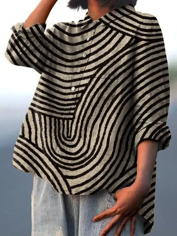 Cecelia | Women's Circular Line Pattern Print Casual  Shirt CULT ÉIRE