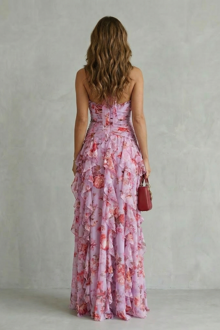 BELLADINA | Romantic Rose Cascade Halter Maxi Dress CULTÉIRE DUBLIN