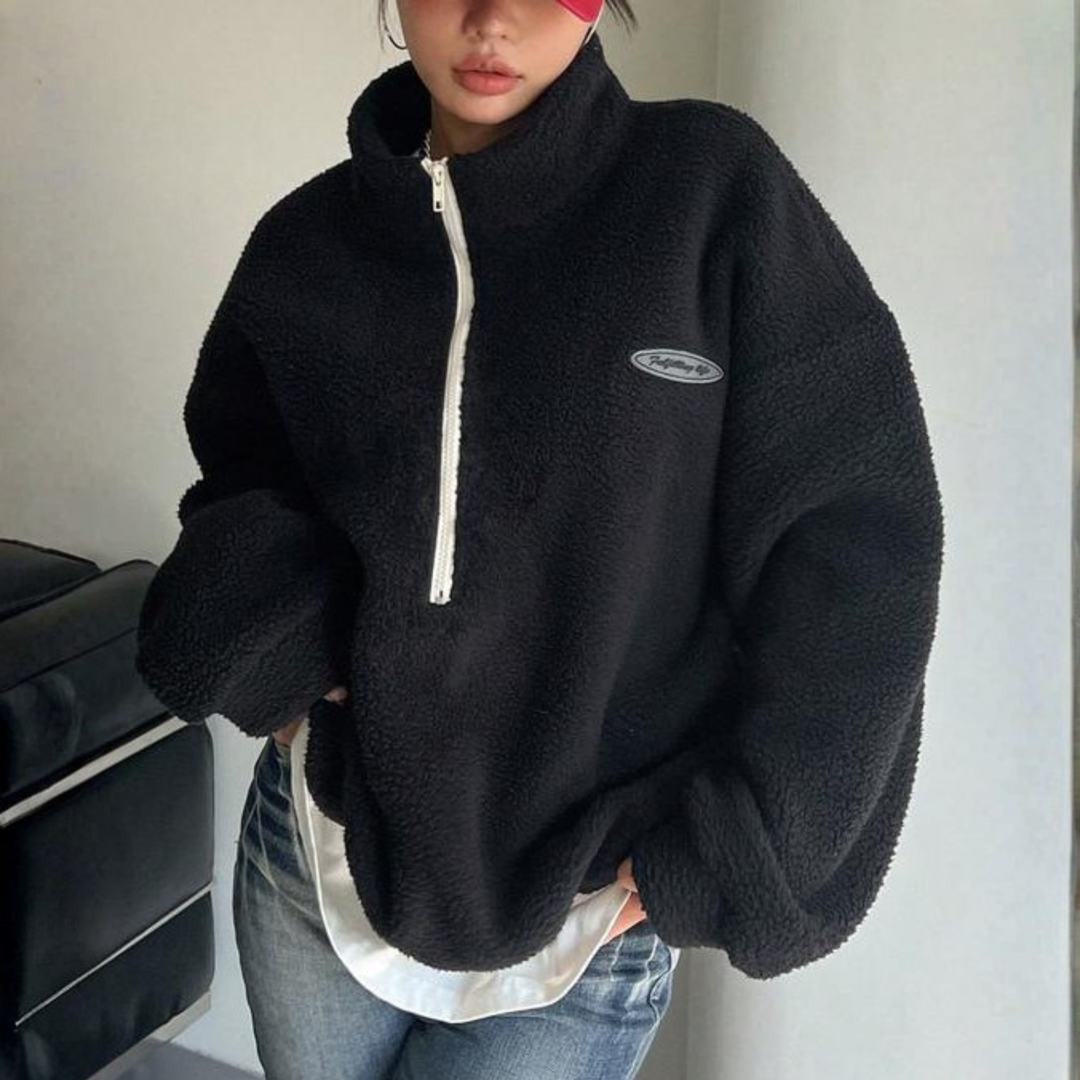 AVALANNA™ - Comfy Fuzzy Half Zip Long Sleeve Sweatshirt CULTÉIRE DUBLIN