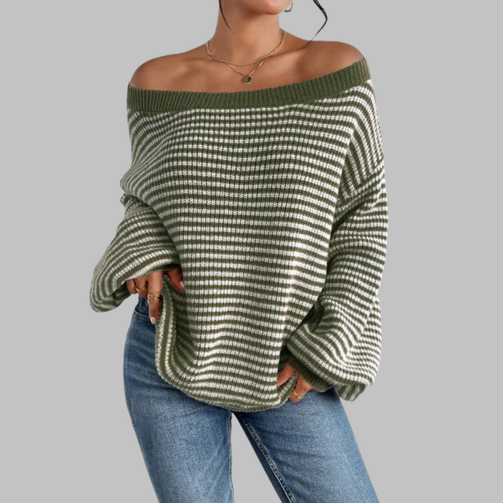 POSHIKO™ - Casual Striped Drop Shoulder Long Sleeve Sweater CULTÉIRE DUBLIN