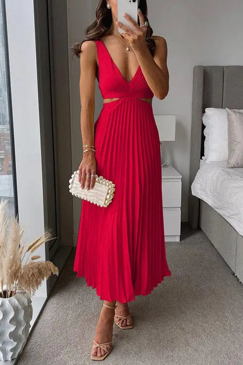 SANNE™ | Elegant Pleated Midi Dress CULT ÉIRE