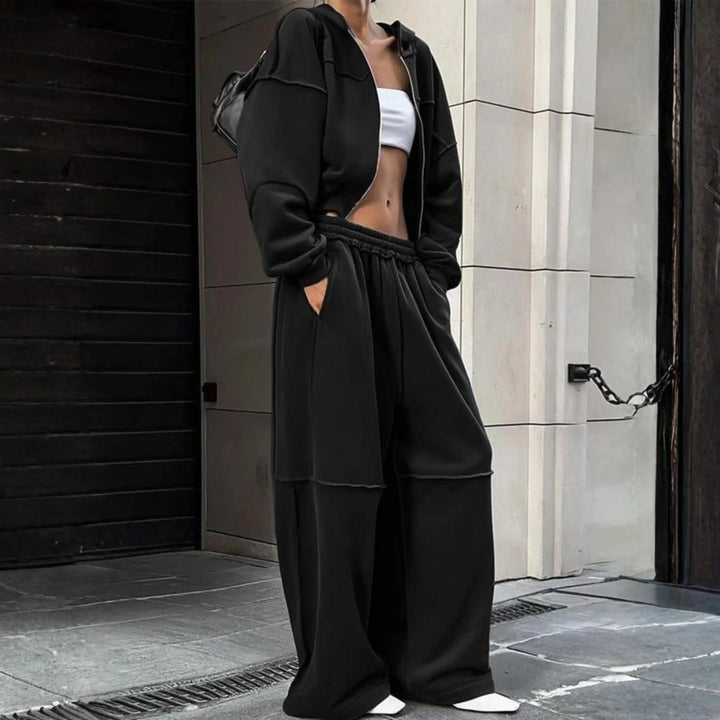 DARA™ - Comfy Zip Up Hooded Sweatshirt and Elastic Waist Pants Set CULT ÉIRE