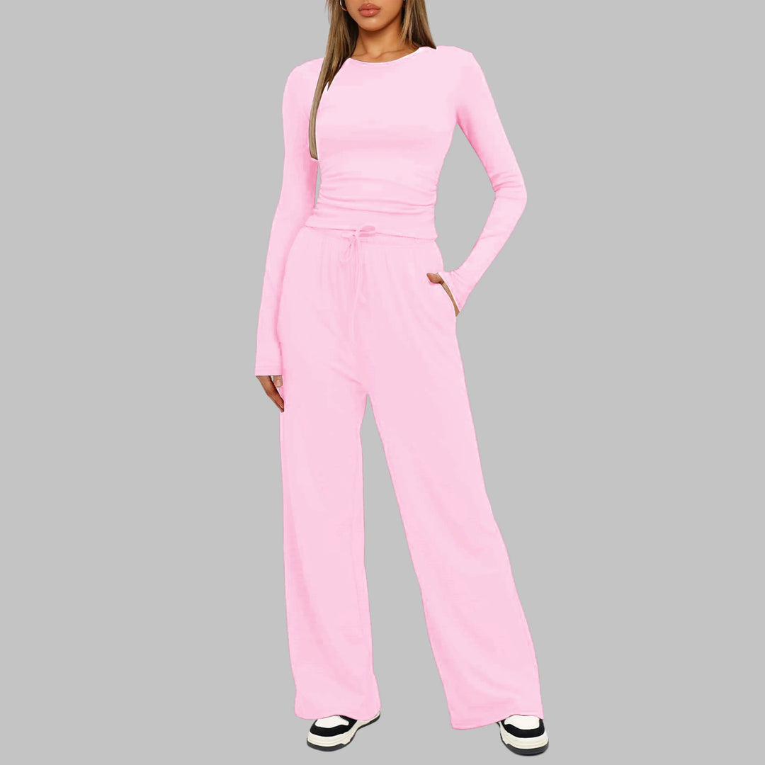 JANNY™ - Casual Long Sleeve Top and Wide Leg Pants Set CULT ÉIRE