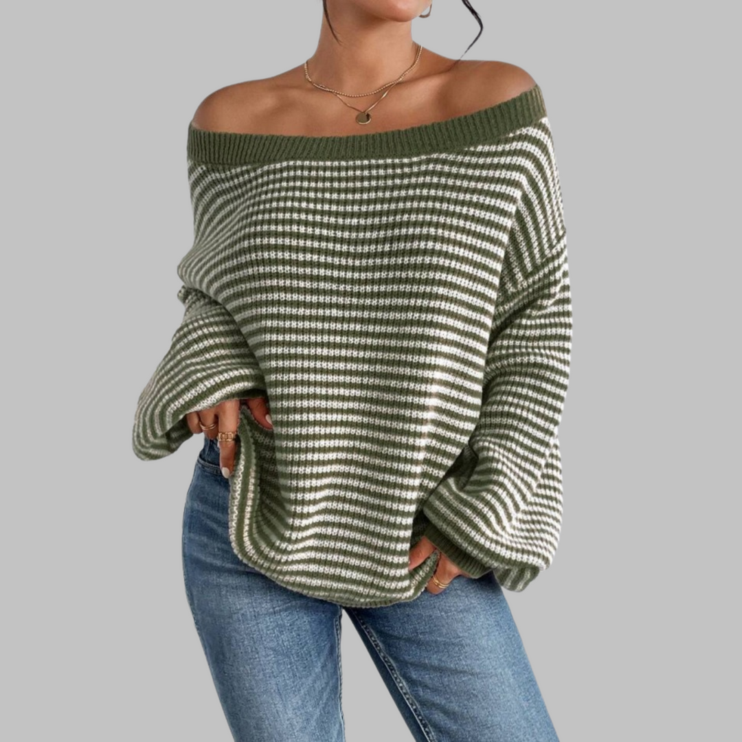 SURI™ - Casual Striped Drop Shoulder Long Sleeve Sweater CULTÉIRE DUBLIN