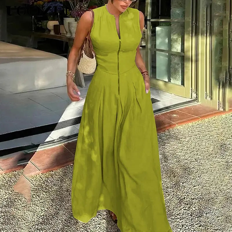HONORATA™ – Relaxed Loose Fit Zippered Round-Neck Maxi Dress CULTÉIRE DUBLIN