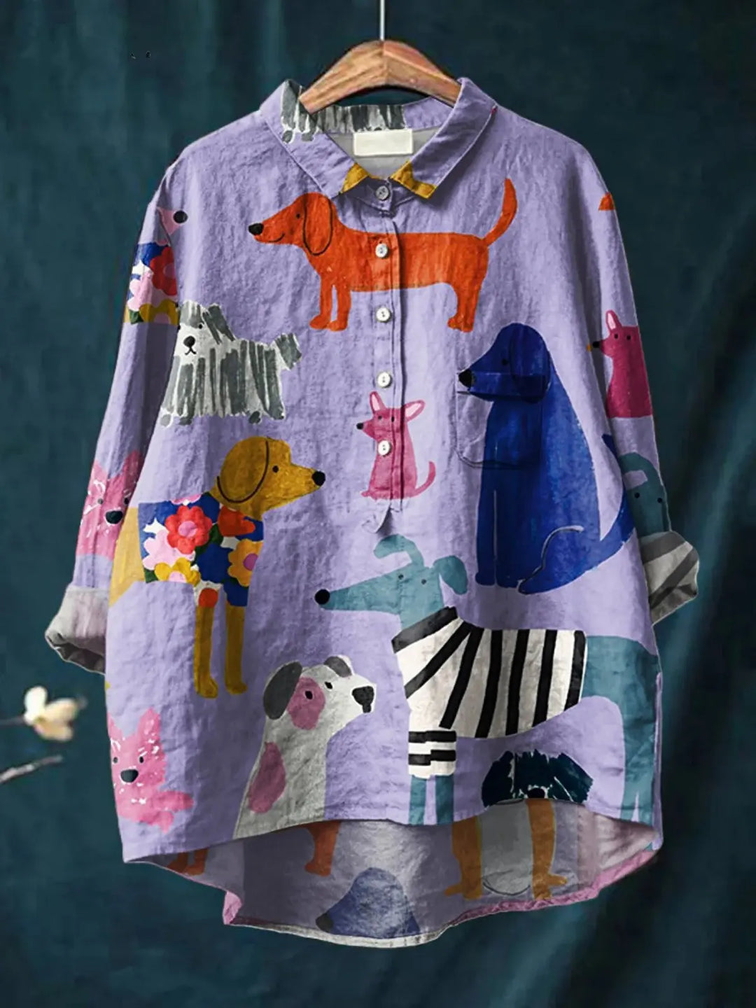 Coralie | Women's Dog  Art Print Casual  Shirt CULT ÉIRE