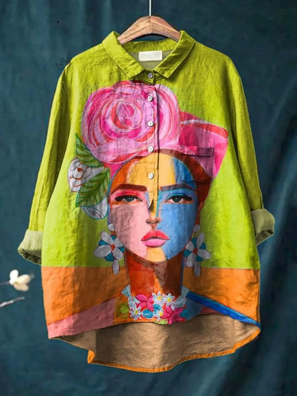 Eugen | Oil Painting Freda Portrait Art Printed Women's Casual  Shirt CULT ÉIRE