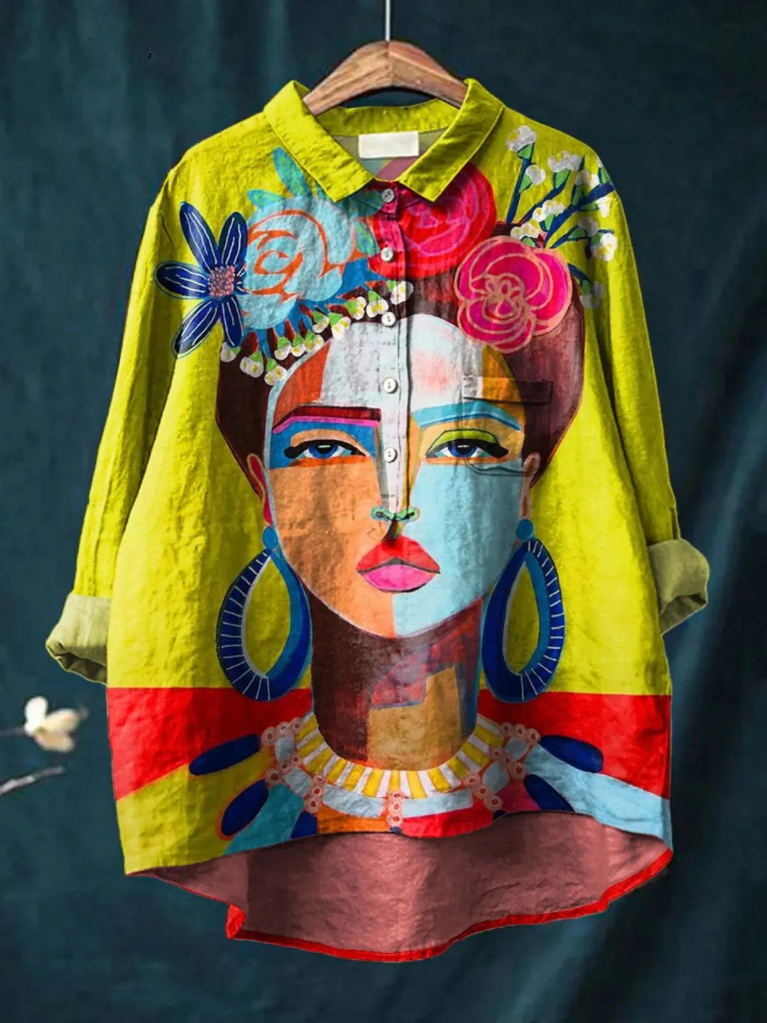 Eugen | Oil Painting Freda Portrait Art Printed Women's Casual  Shirt CULT ÉIRE