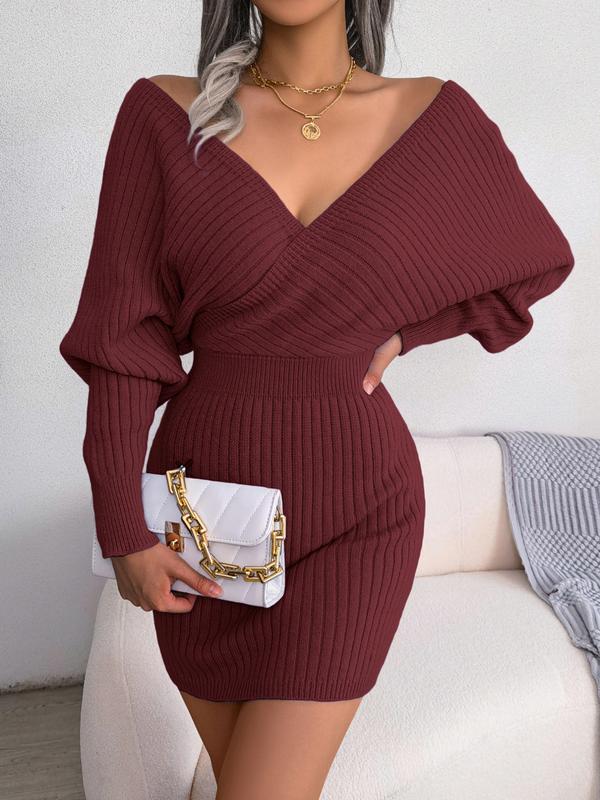 BLAKE™ - Wrapped V-Neck Sweater Dress with Slim-Fit Long Sleeves CULTÉIRE DUBLIN