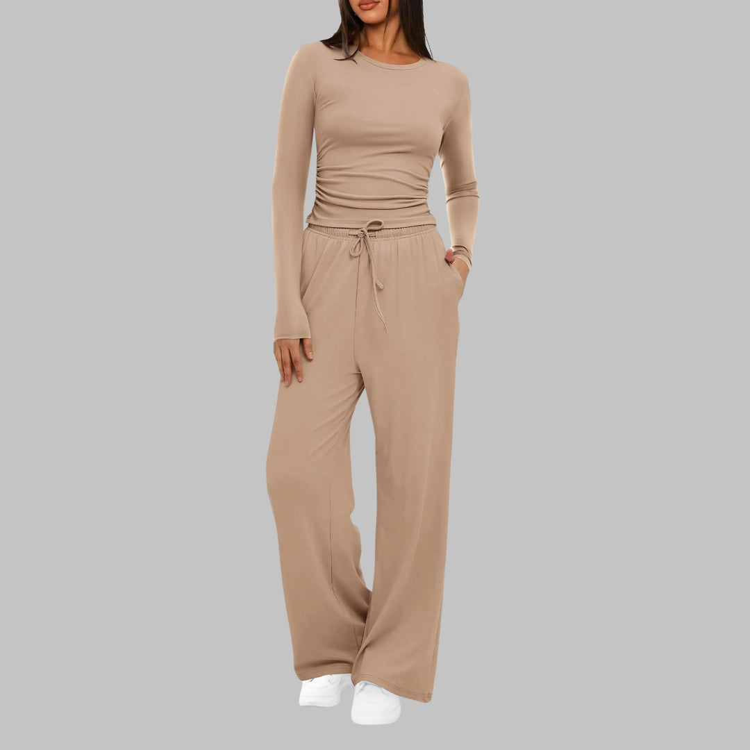 BELLE™ - Casual Long Sleeve Top and Wide Leg Pants Set CULT ÉIRE
