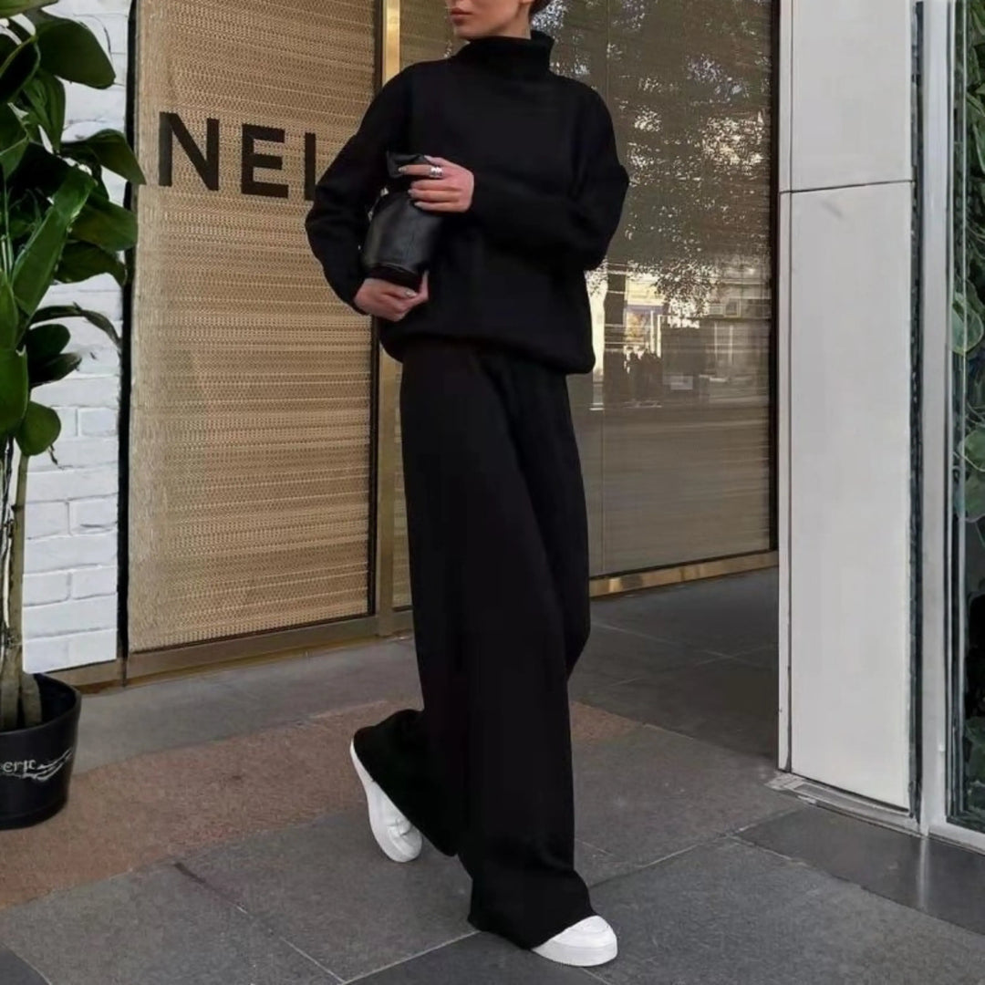 TADUM™ - Cozy Long Sleeve Turtleneck Top and Wide Leg Pants Set CULT ÉIRE