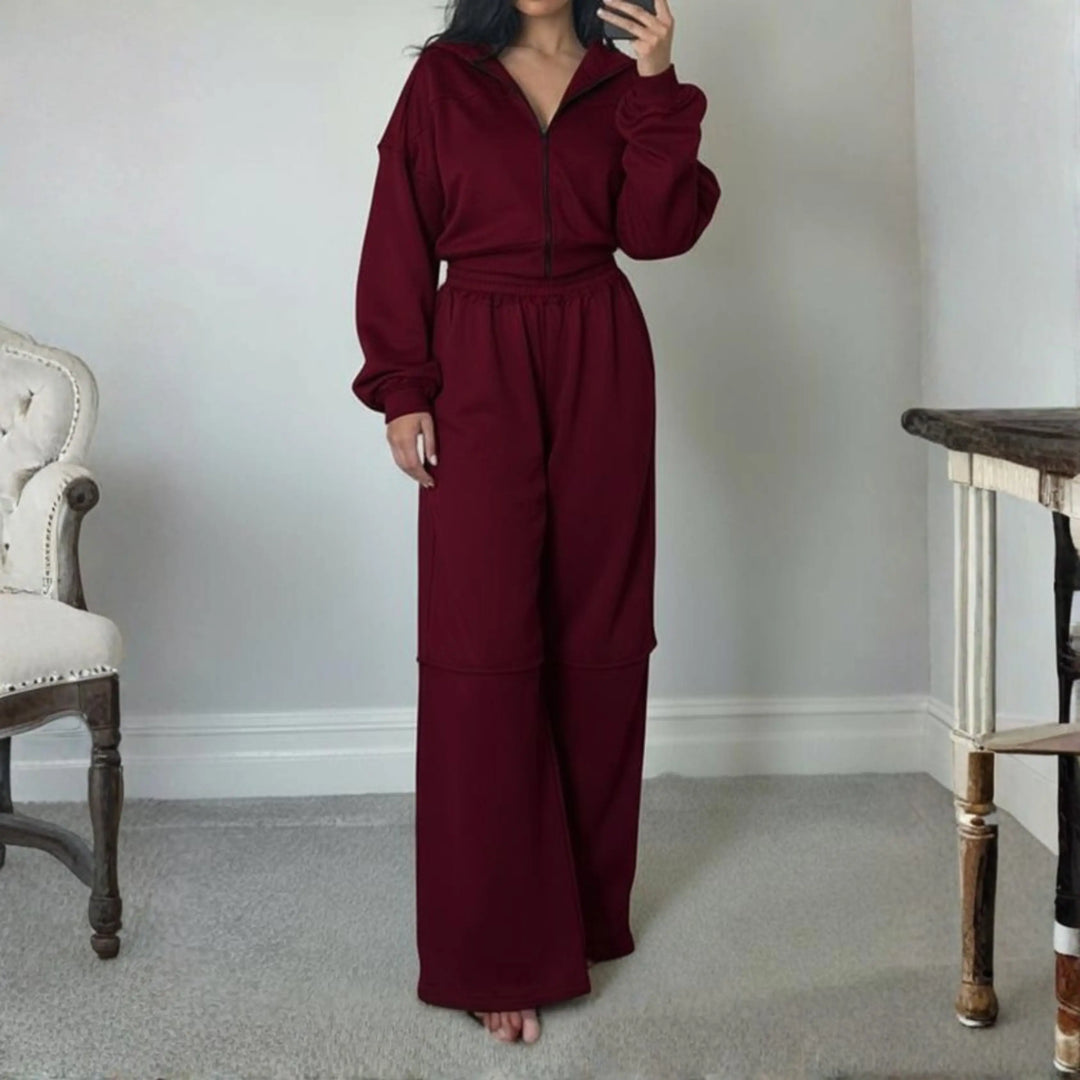 DARA™ - Comfy Zip Up Hooded Sweatshirt and Elastic Waist Pants Set CULT ÉIRE