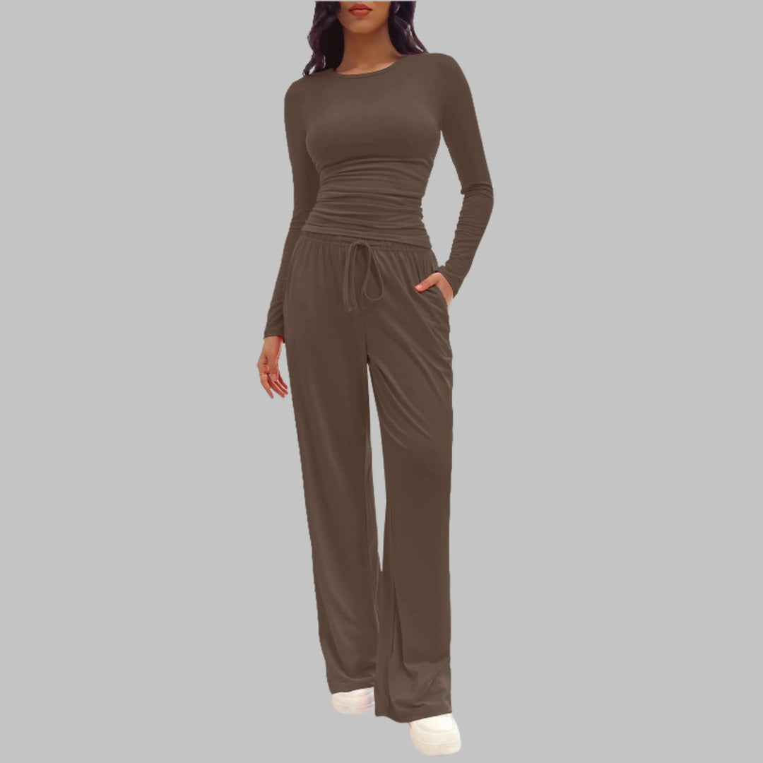 JANNY™ - Casual Long Sleeve Top and Wide Leg Pants Set CULT ÉIRE