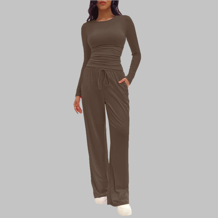 JANNY™ - Casual Long Sleeve Top and Wide Leg Pants Set CULT ÉIRE