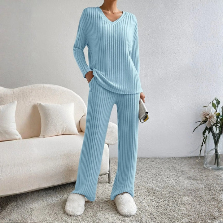 ENLINS™ - Casual Long Sleeve V-Neck Top and Pants Set CULT ÉIRE
