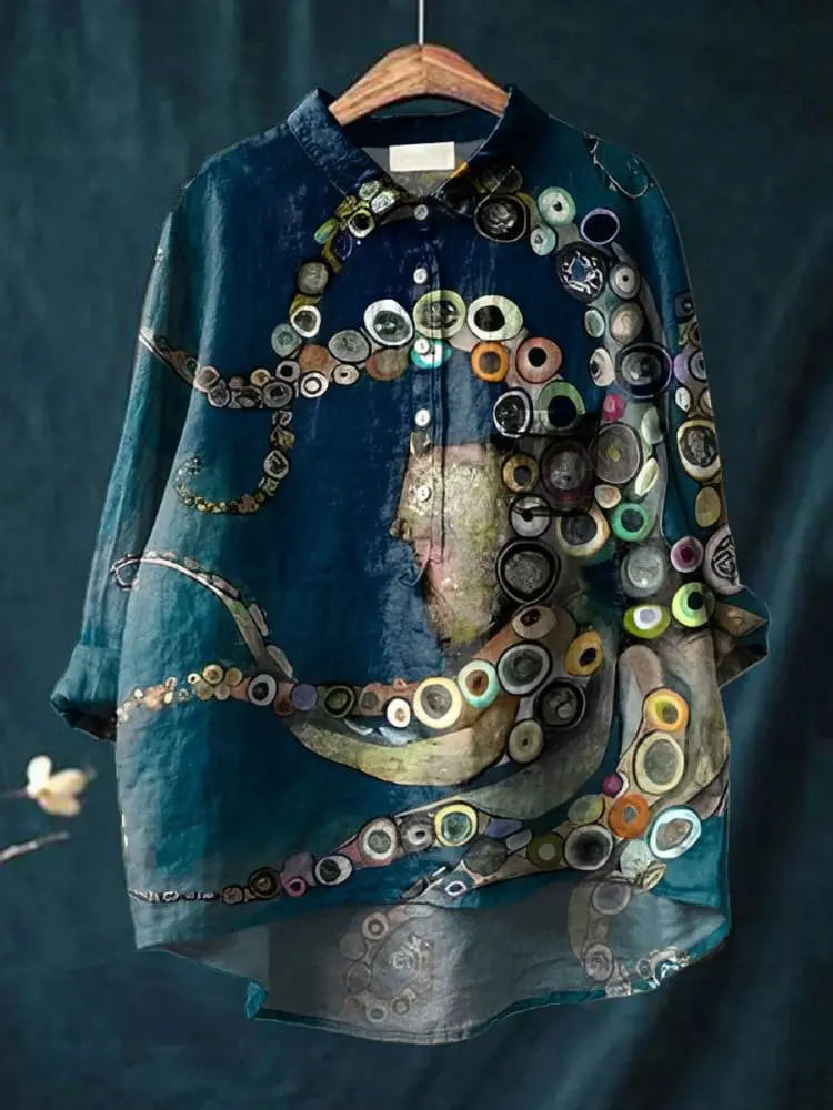 Noémie | Women’s Artistic Wave Pattern Casual Shirt CULT ÉIRE